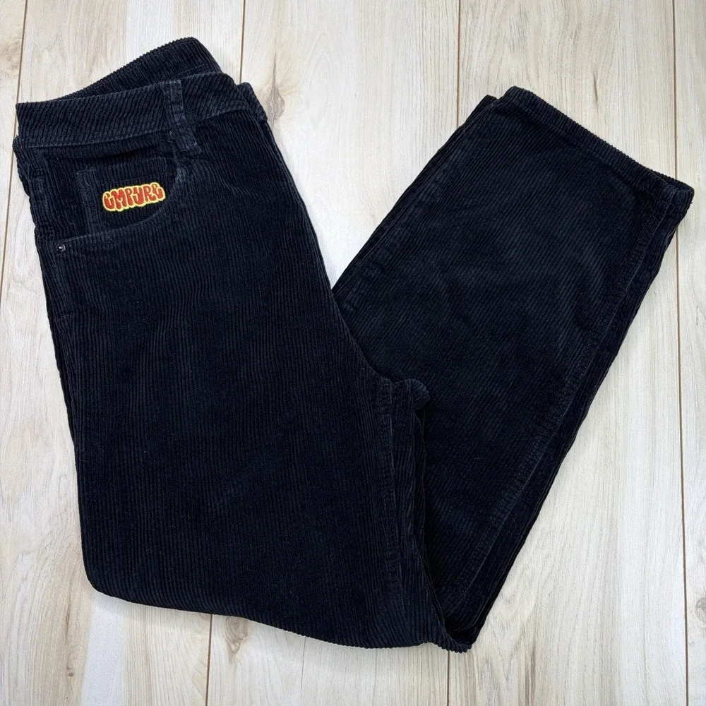 Empyre Corduroy Pants Mens Size 30x28 Baggy Straight Fitting Y2K Black Skate